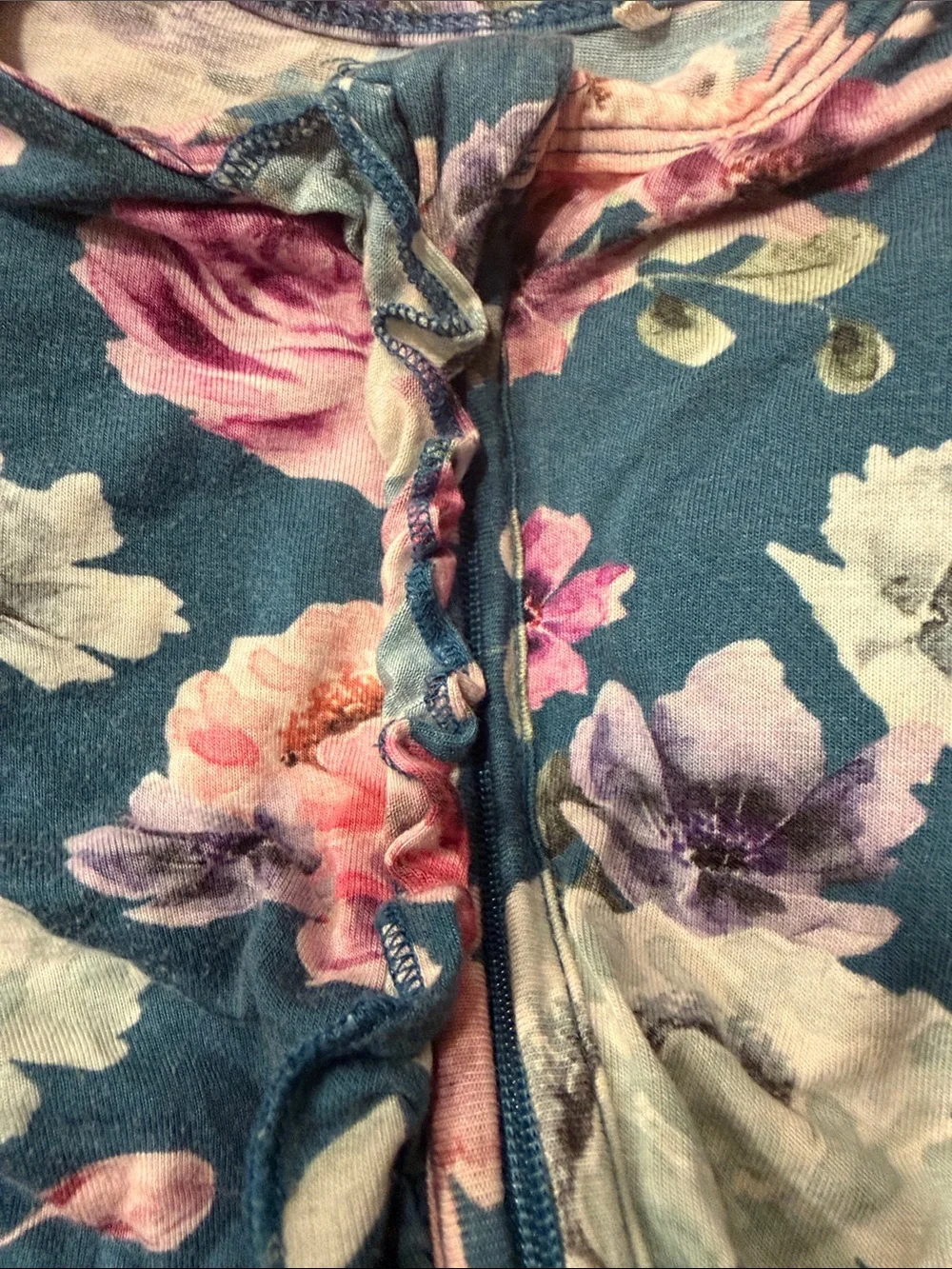 Posh Peanut Floral Footed Baby One-Piece Pink & Green sleeper pajamas